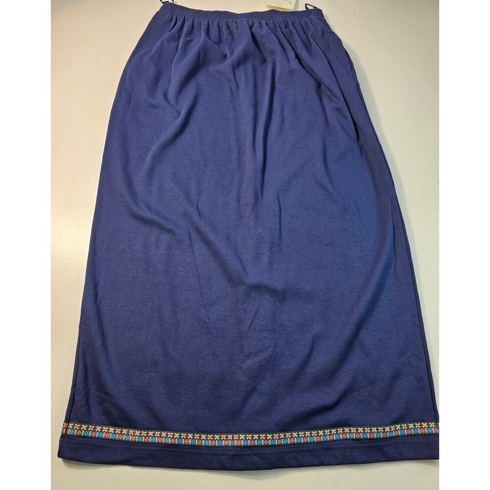 NWT Bechamel large women's Maxi skirt with slit navy blue career modest casual ^